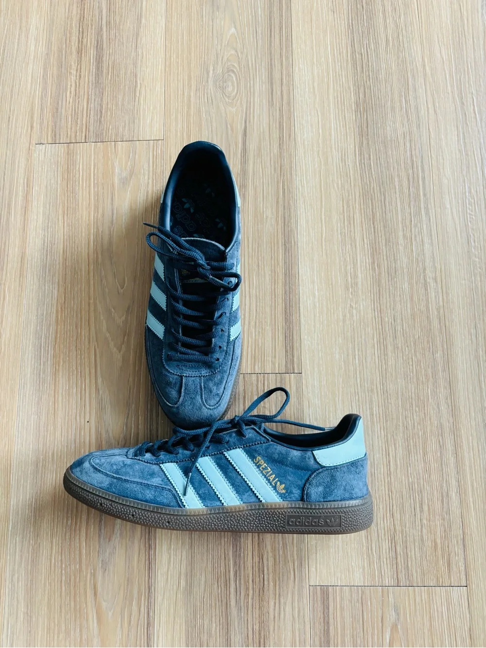Adidas Handball Spezial Shoes Blue White Suede Sneakers Mens US 8.5 Authentic